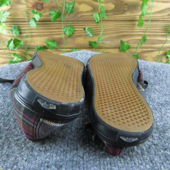 VANS Plaid Men Sneaker Shoes Red Fabric Lace Up Size‎ 7.5 Medium - Picture 9 of 10